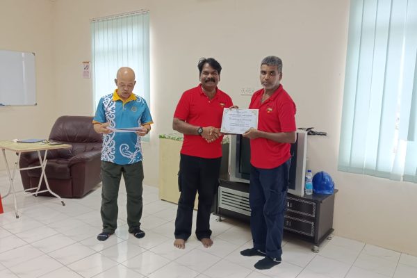 Basic Occupational First Aid Course hands-on CPR training AED demonstration during First Aid Course Malaysia Workplace safety first aid wound care session